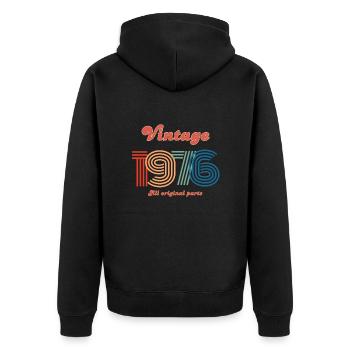 Jahrgang 1976, alle Originalteile - Unisex Premium Bio Zip Hoodie - Schwarz - Hinten - Nico (187cm)