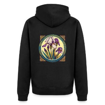 Iris pourpres - Veste à capuche bio Premium Unisexe - noir - Dos - Nico (187cm)