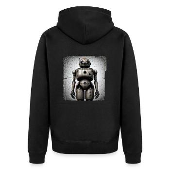 Breiter Roboter - Unisex Premium Bio Zip Hoodie - Schwarz - Hinten - Nico (187cm)