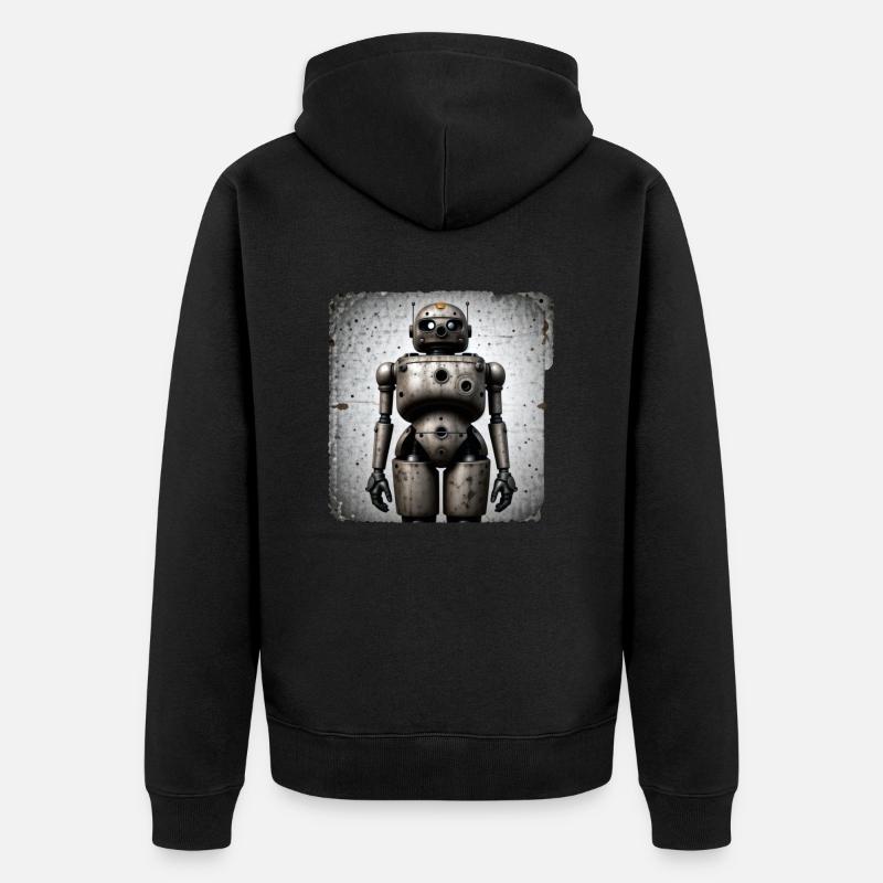 Breiter Roboter - Unisex Premium Bio Zip Hoodie - Schwarz