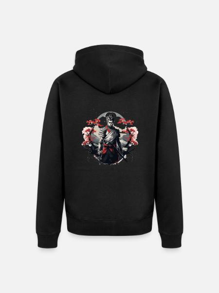 Samurai Japan Cherry Tree Landscape - Unisex Premium Organic Zip Hoodie - black