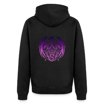 Fantasy-Drache, Anime-Drachenkopf, mythische Reptilienmagie - Unisex Premium Bio Zip Hoodie - Schwarz - Hinten - Nico (187cm)