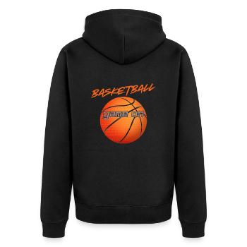 Basketball - Game on - Unisex Premium Bio Zip Hoodie - Schwarz - Hinten - Nico (187cm)