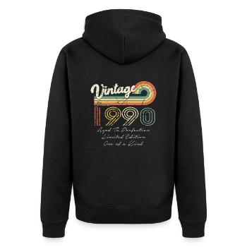 1990 Vintage Classic 1990 - Unisex Premium Organic Zip Hoodie - black - Back - Nico (187cm)