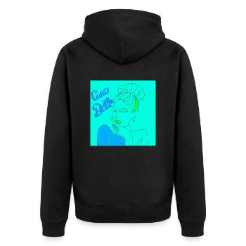 Italy Woman - Unisex Premium Organic Zip Hoodie - black - Back - Nico (187cm)