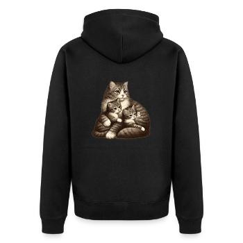 loving grouping of cats and kittens - Unisex Premium Organic Zip Hoodie - black - Back - Nico (187cm)