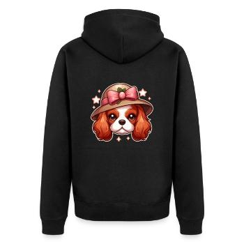 Niedlicher Hund Kavalier König Charles kawaii - Unisex Premium Bio Zip Hoodie - Schwarz - Hinten - Nico (187cm)