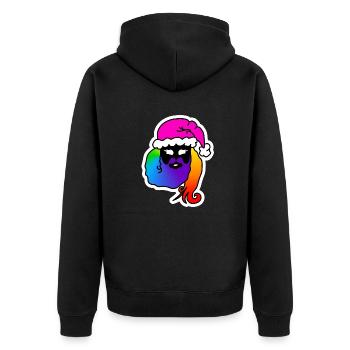 WeihnachtsMann-Frau Androgyn : Sticky Queer Pride - Unisex Premium Bio Zip Hoodie - Schwarz - Hinten - Nico (187cm)