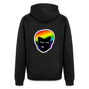 Genervtes Augenrollen : Sticky Queer Pride - Unisex Premium Bio Zip Hoodie - Schwarz - Hinten - Nico (187cm)