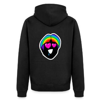 Hals über Kopf verliebt : Sticky Queer Pride - Unisex Premium Bio Zip Hoodie - Schwarz - Hinten - Nico (187cm)