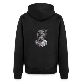 Rock Primate Biker - Unisex Premium Organic Zip Hoodie - black - Back - Nico (187cm)