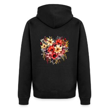 Flowers Hippie soul Groovy Summer time peace love - Unisex Premium Organic Zip Hoodie - black - Back - Nico (187cm)