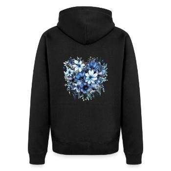 Flowers Hippie soul Groovy Summer time peace love - Unisex Premium Organic Zip Hoodie - black - Back - Nico (187cm)