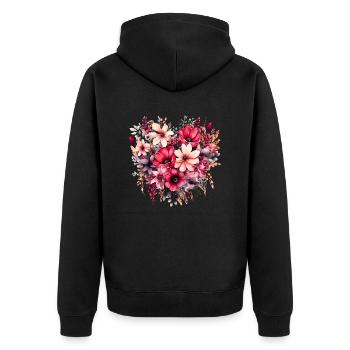 Flowers Hippie soul Groovy Summer time peace love - Unisex Premium Organic Zip Hoodie - black - Back - Nico (187cm)