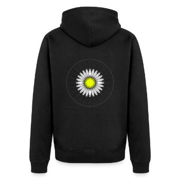 Gänseblümchen - Dunkel - Unisex Premium Bio Zip Hoodie - Schwarz - Hinten - Nico (187cm)