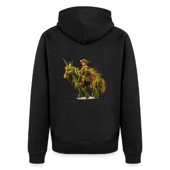 Kobold reitet auf Einhorn - Unisex Premium Bio Zip Hoodie - Schwarz - Hinten - Nico (187cm)