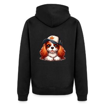 Mignon Cavalier King Charles avec casquette - Veste à capuche bio Premium Unisexe - noir - Dos - Nico (187cm)