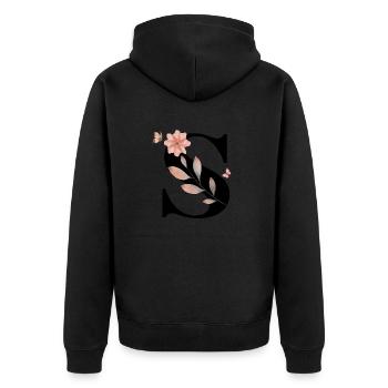Lettre s fleurs sauvages aquarelles - Veste à capuche bio Premium Unisexe - noir - Dos - Nico (187cm)