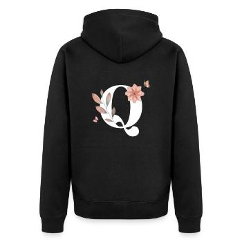 Letter q wildflowers watercolors - Unisex Premium Organic Zip Hoodie - black - Back - Nico (187cm)