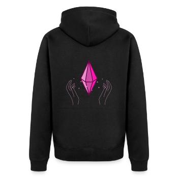 Plumbob - Unisex Premium Bio Zip Hoodie - Schwarz - Hinten - Nico (187cm)