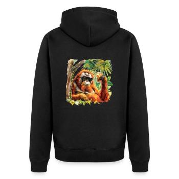 cool orangutan - Unisex Premium Organic Zip Hoodie - black - Back - Nico (187cm)