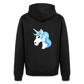Regenbogen Einhorn Unicorn Rainbow Pferd LGBTQ 1 - Unisex Premium Bio Zip Hoodie - Schwarz - Hinten - Nico (187cm)