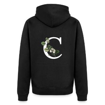 lettre c botanique vert - Veste à capuche bio Premium Unisexe - noir - Dos - Nico (187cm)