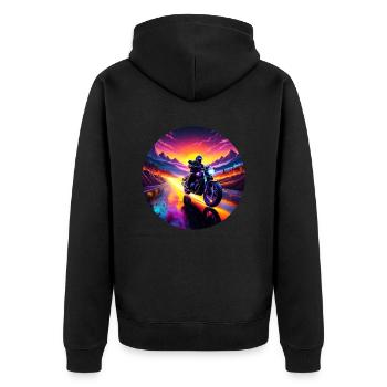 Lever de soleil moto - Veste à capuche bio Premium Unisexe - noir - Dos - Nico (187cm)