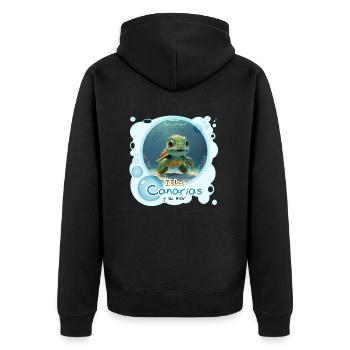 Schildkröte - Unisex Premium Bio Zip Hoodie - Schwarz - Hinten - Nico (187cm)
