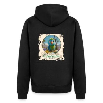 Sittich - Unisex Premium Bio Zip Hoodie - Schwarz - Hinten - Nico (187cm)