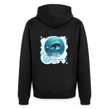 Wal - Unisex Premium Bio Zip Hoodie - Schwarz - Hinten - Nico (187cm)
