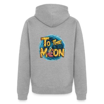 Vers la Lune - Veste à capuche bio Premium Unisexe - gris chiné - Dos - Nico (187cm)