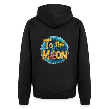 Zum Mond - Unisex Premium Bio Zip Hoodie - Schwarz - Hinten - Nico (187cm)