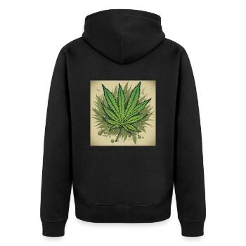 WEED BLATT - Unisex Premium Bio Zip Hoodie - Schwarz - Hinten - Nico (187cm)