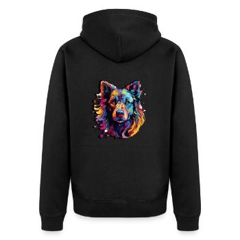 Abstrakte Hundekunst - Einzigartiges Design für T-Shirts - Unisex Premium Bio Zip Hoodie - Schwarz - Hinten - Nico (187cm)