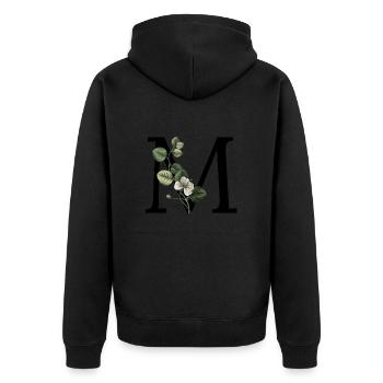 lettre m botanique vert - Veste à capuche bio Premium Unisexe - noir - Dos - Nico (187cm)