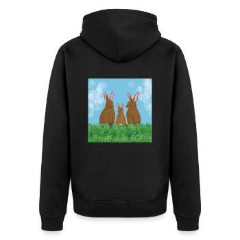 Famille de lapins - Veste à capuche bio Premium Unisexe - noir - Dos - Nico (187cm)