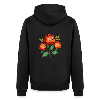 Vintage Blumen in Rot - Unisex Premium Bio Zip Hoodie - Schwarz - Hinten - Nico (187cm)