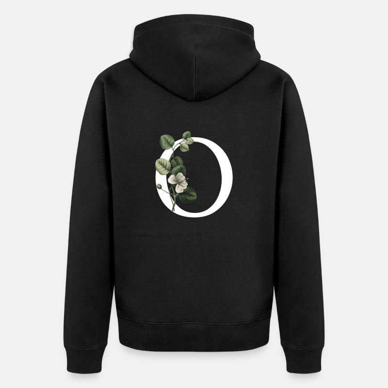 lettre o botanique vert - Veste à capuche bio Premium Unisexe - noir