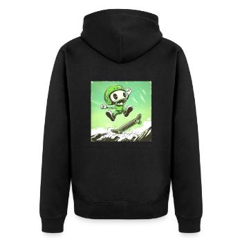 Skully Pete - Unisex Premium Bio Zip Hoodie - Schwarz - Hinten - Nico (187cm)