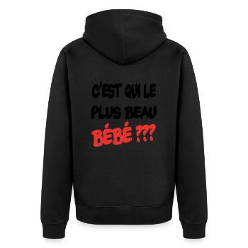 C'est qui le plus beau bébé ? - Veste à capuche bio Premium Unisexe - noir - Dos - Nico (187cm)