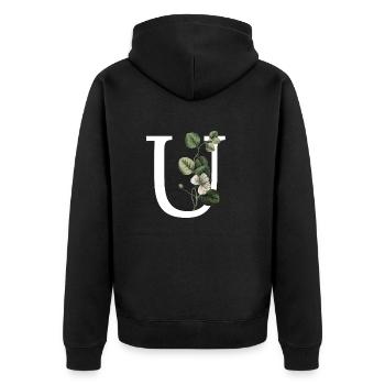 lettre u botanique vert - Veste à capuche bio Premium Unisexe - noir - Dos - Nico (187cm)