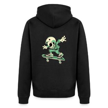 Skater Skully - Unisex Premium Bio Zip Hoodie - Schwarz - Hinten - Nico (187cm)