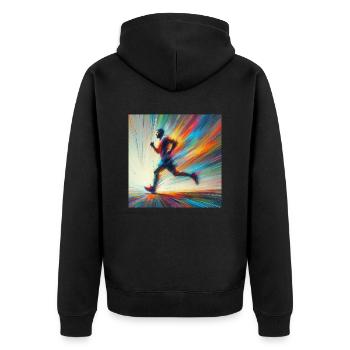 Laufender Mann 3 - Unisex Premium Bio Zip Hoodie - Schwarz - Hinten - Nico (187cm)