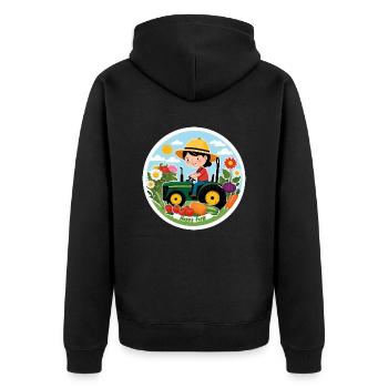 Farm Tractor Summer - Unisex Premium Organic Zip Hoodie - black - Back - Nico (187cm)