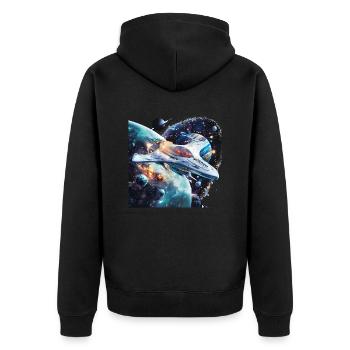 Découvrez de nouveaux mondes avec le vaisseau spatial - Veste à capuche bio Premium Unisexe - noir - Dos - Nico (187cm)