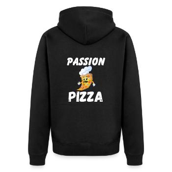 PASSION PIZZA - Unisex Premium Organic Zip Hoodie - black - Back - Nico (187cm)