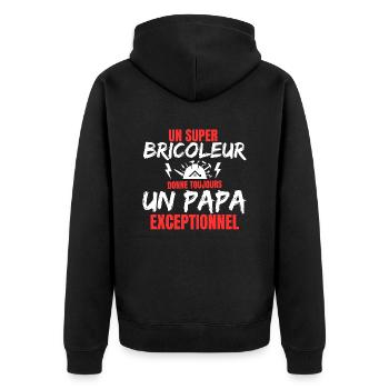 PAPA BRICOLEUR - Veste à capuche bio Premium Unisexe - noir - Dos - Nico (187cm)