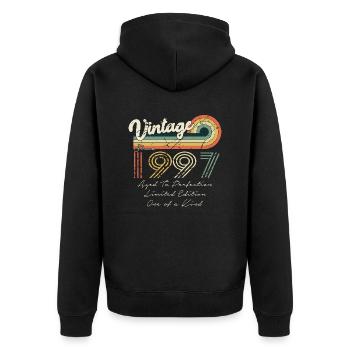 1997 Vintage Klassiker 1997 - Unisex Premium Bio Zip Hoodie - Schwarz - Hinten - Nico (187cm)