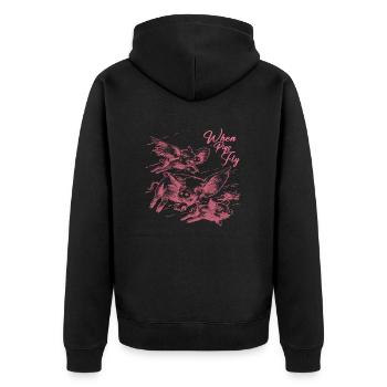 When pigs fly - Unisex Premium Organic Zip Hoodie - black - Back - Nico (187cm)